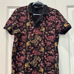 Scotch & Soda Black, Pink, and Gold jungle animals Polo